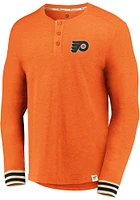 Philadelphia Flyers Orange True Classics Heathered Henley Long Sleeve Fashion T Shirt