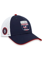 Columbus Blue Jackets 2023 Authentic Pro Draft Trucker Adjustable Hat - Navy Blue