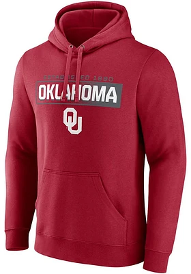 Oklahoma Sooners Mens Crimson Down The Field Fleece Long Sleeve Hoodie