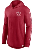 Oklahoma Sooners Mens Crimson Photo Finish Lightweight Slub Long Sleeve Hoodie