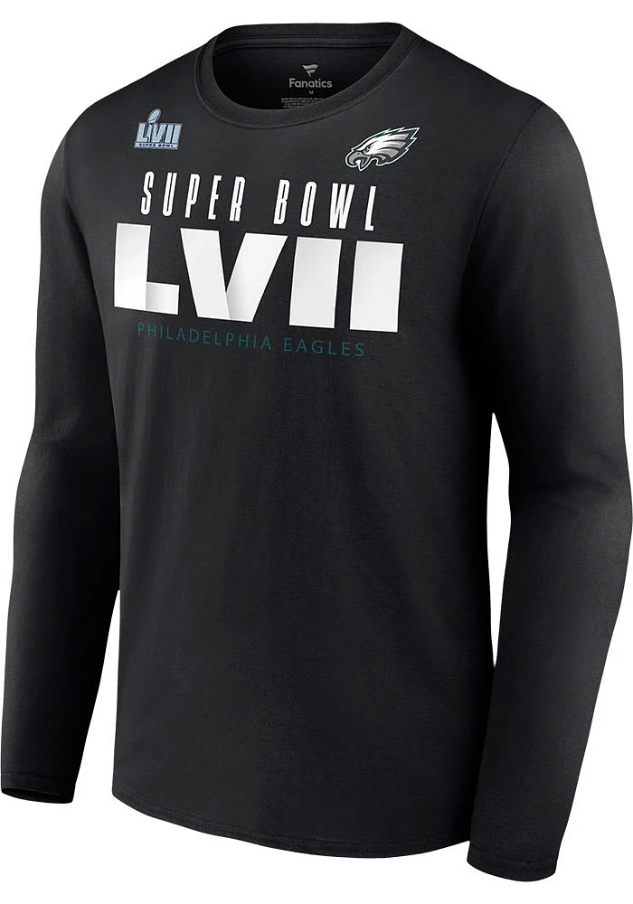 Philadelphia Eagles Black 2022 Super Bowl Bound Graphic Long Sleeve T Shirt