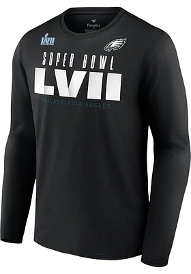 Philadelphia Eagles Black 2022 Super Bowl Bound Graphic Long Sleeve T Shirt