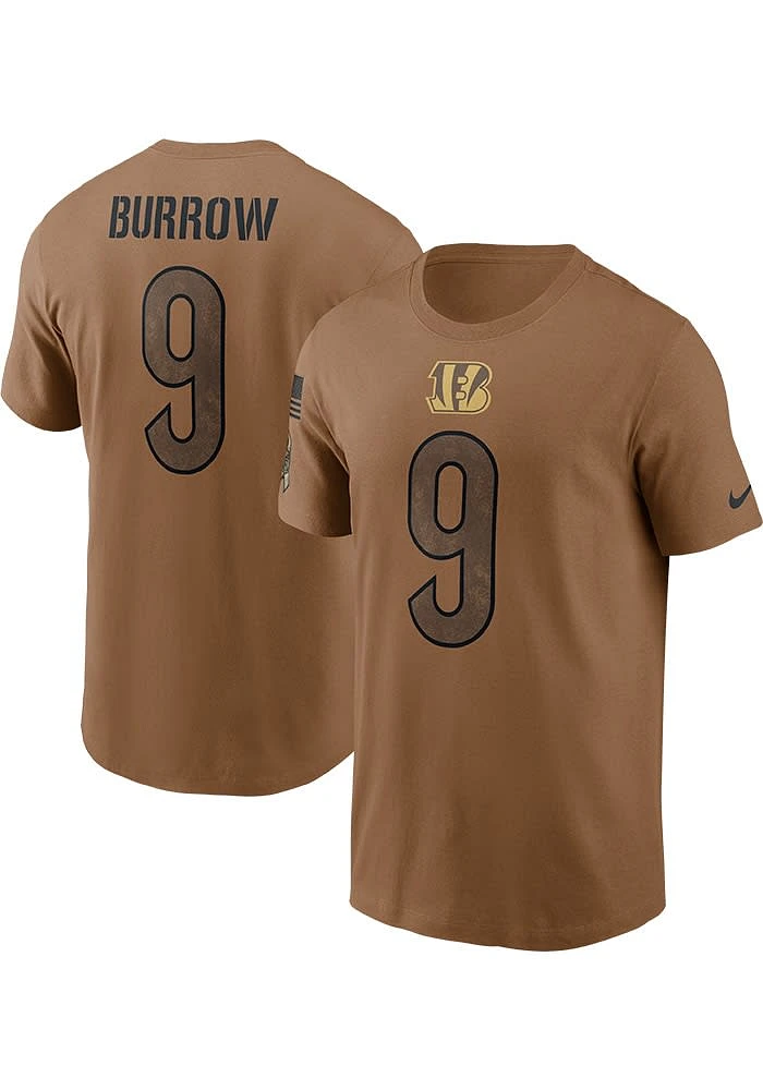 Joe Burrow Cincinnati Bengals Brown Salute To Service Short Sleeve Player T Shirt