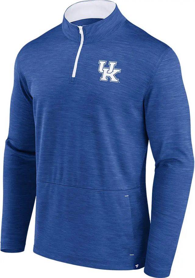 Kentucky Wildcats Mens Blue Poly Heathered Mesh and Solid Long Sleeve 1/4 Zip Pullover