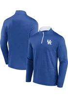 Kentucky Wildcats Mens Blue Poly Heathered Mesh and Solid Long Sleeve 1/4 Zip Pullover