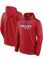 Columbus Blue Jackets Mens Red Authentic Pro Rink Poly Fleece Hood