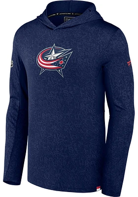 Columbus Blue Jackets Mens Navy Authentic Pro Rink Lightweight Hood