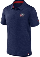 Columbus Blue Jackets Mens Navy AUTHENTIC PRO JACQUARD Short Sleeve Polo