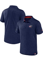 Columbus Blue Jackets Mens Navy AUTHENTIC PRO JACQUARD Short Sleeve Polo