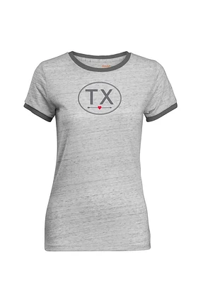 Texas Womens Grey Heart Arrow Short Sleeve T-Shirt