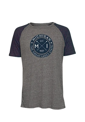 Michigan Charcoal Circle Graphic Short Sleeve Fashion T Shirt