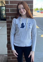 Michigan Womens Grey Love Hooded Sweatshirt