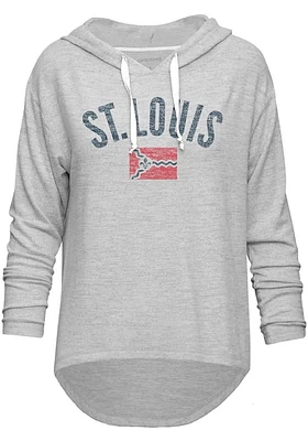 St Louis Womens Grey Flag Hooded Sweatshirt