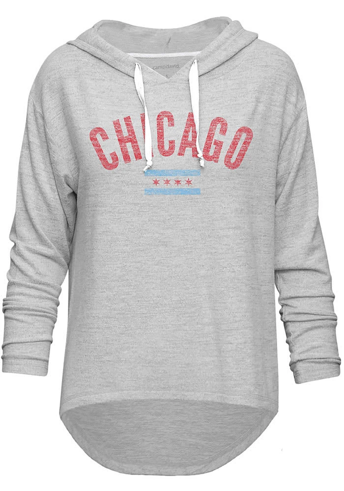 Chicago Womens Grey Flag Hooded Sweatshirt