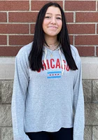 Chicago Womens Grey Flag Hooded Sweatshirt