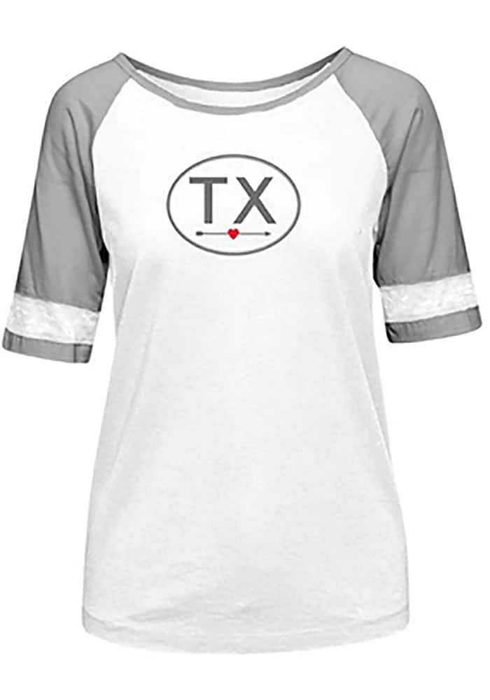 Texas Womens White Circle Arrow Short Sleeve T-Shirt