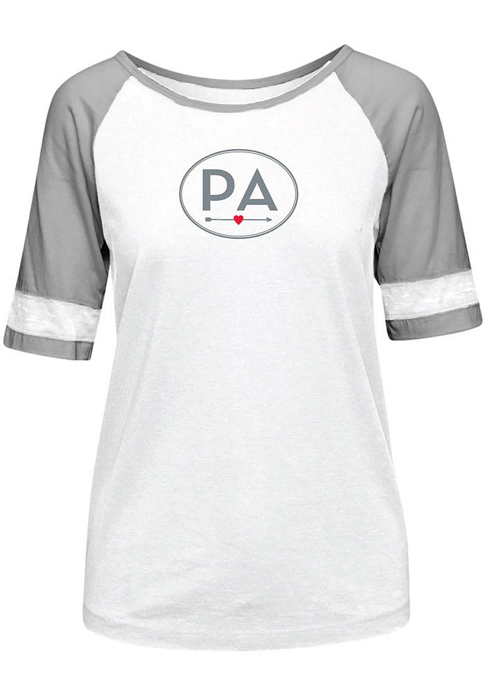Pennsylvania Womens White Circle Arrow Short Sleeve T-Shirt