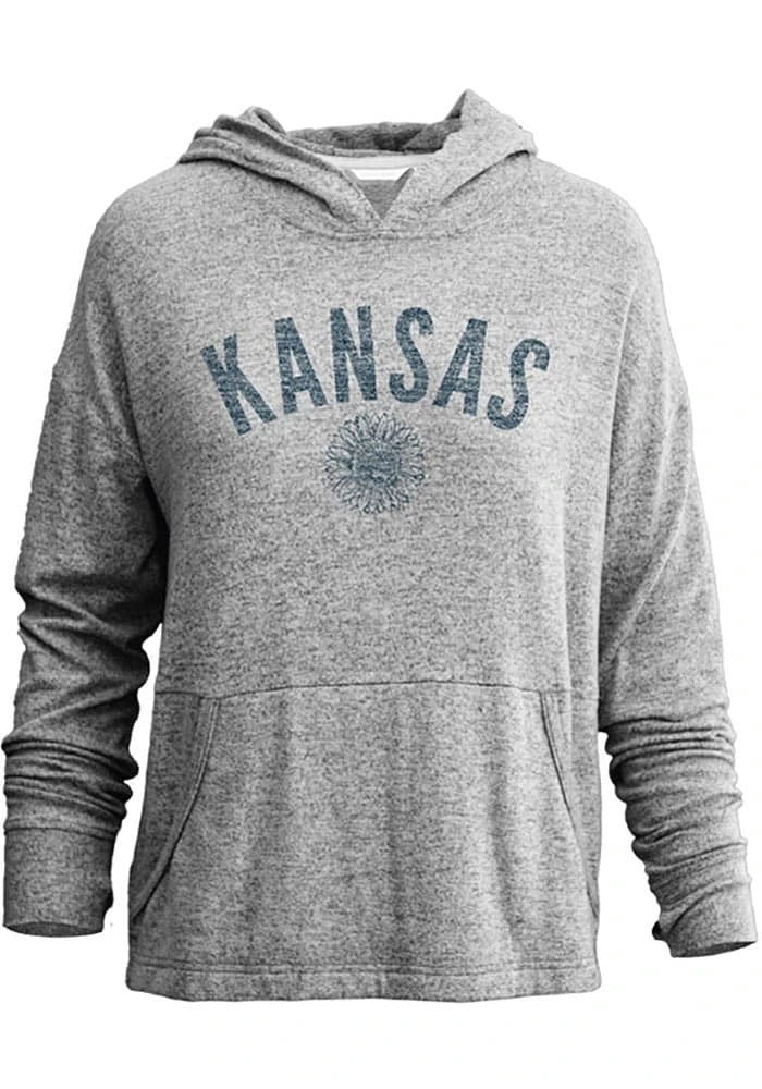 Kansas Womens Grey Sunflower Hooded Sweatshirt