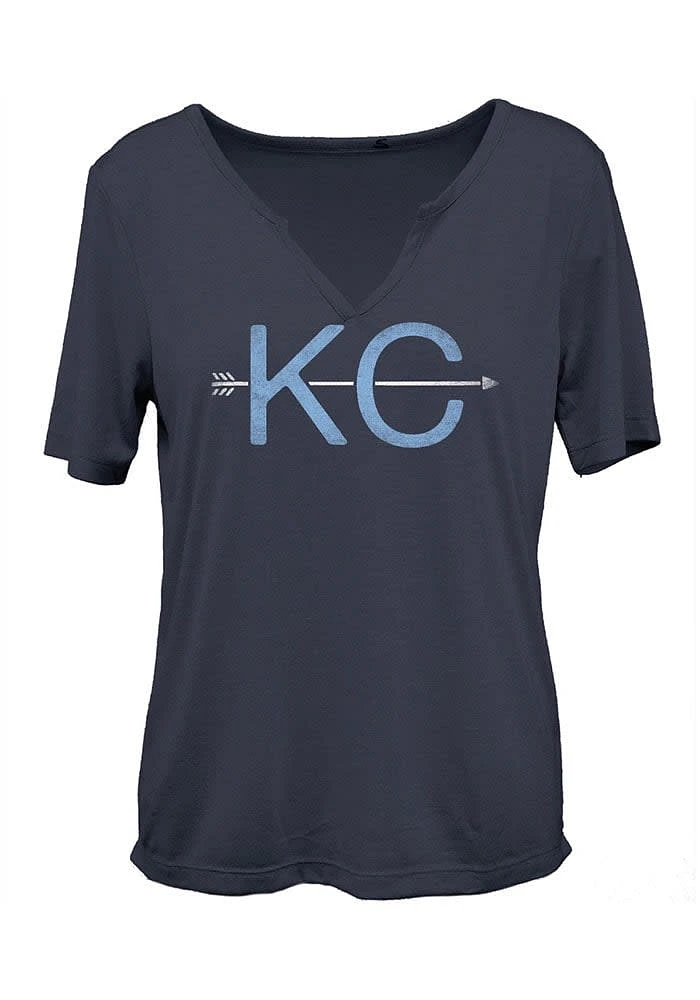 Kansas City Womens Navy Blue Arrow Initials Short Sleeve T-Shirt