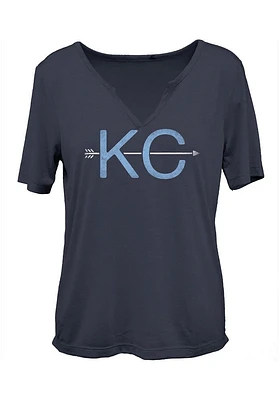 Kansas City Womens Navy Blue Arrow Initials Short Sleeve T-Shirt