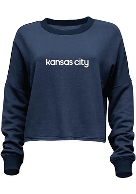 Kansas City Womens Navy Blue Flash Dance Crew Sweatshirt
