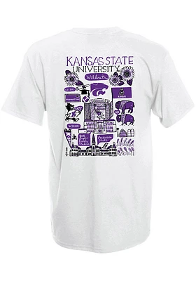 K-State Wildcats Womens White Julia Gash Short Sleeve T-Shirt