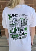 North Texas Mean Green Womens White Julia Gash Short Sleeve T-Shirt