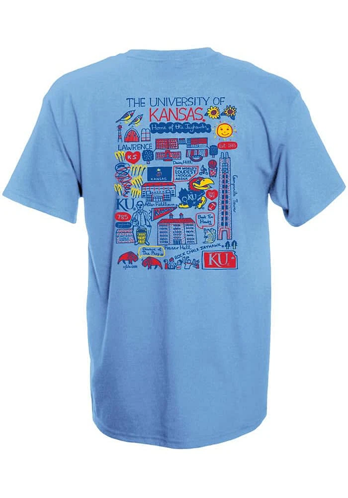 Kansas Jayhawks Womens Light Blue Julia Gash Short Sleeve T-Shirt