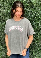 Kansas City Womens Grey Flowers Short Sleeve T-Shirt