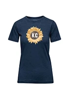Kansas City Womens Navy Blue KC Sunflower Short Sleeve T-Shirt