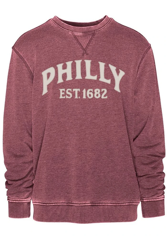 Philadelphia Mens Maroon Arched Long Sleeve Crew Sweatshirt