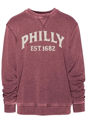Philadelphia Mens Maroon Arched Long Sleeve Crew Sweatshirt