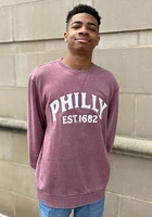 Philadelphia Mens Maroon Arched Long Sleeve Crew Sweatshirt