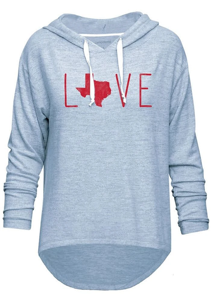 Texas Womens Light Blue Love Hooded Sweatshirt