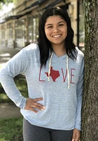 Texas Womens Light Blue Love Hooded Sweatshirt