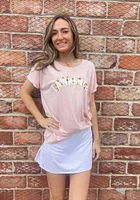 Lawrence Womens Pink Sunflowers Short Sleeve T-Shirt