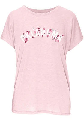 Oklahoma Womens Pink Flowers Short Sleeve T-Shirt