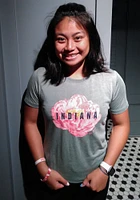 Indiana Womens Green Peony Flower Short Sleeve T-Shirt