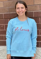 St Louis Womens Light Blue Script Crew Sweatshirt