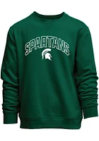 Michigan State Spartans Mens Green Arch Mascot Long Sleeve Crew Sweatshirt