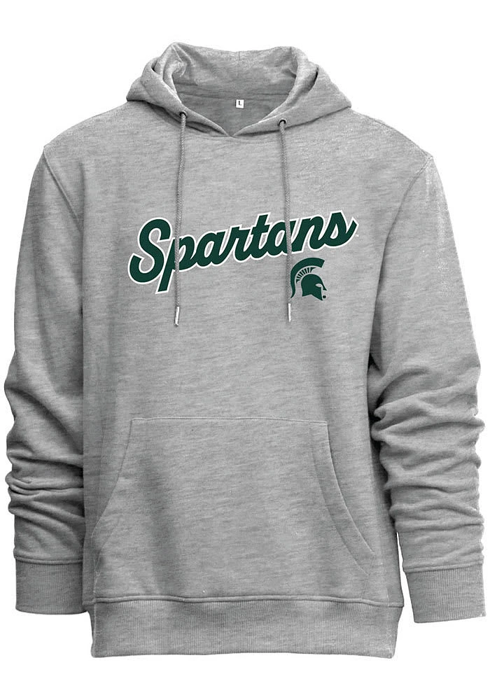 Michigan State Spartans Mens Grey Mascot Name Long Sleeve Hoodie