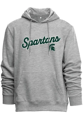 Michigan State Spartans Mens Grey Mascot Name Long Sleeve Hoodie