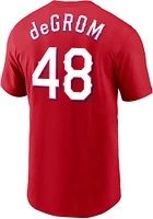 Jacob DeGrom Texas Rangers Red Name Number Short Sleeve Player T Shirt