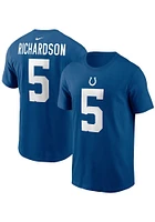 Anthony Richardson Indianapolis Colts Blue Name and Number Short Sleeve Player T Shirt