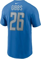 Jahmyr Gibbs Detroit Lions Blue Name and Number Short Sleeve Player T Shirt