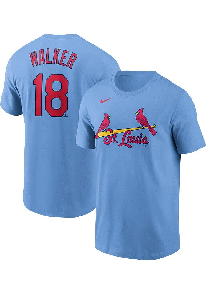 Jordan Walker St Louis Cardinals Light Blue Alt Name Number Short Sleeve Player T Shirt
