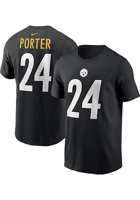 Joey Porter Jr. Pittsburgh Steelers Black Name Number Short Sleeve Player T Shirt