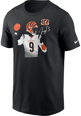 Joe Burrow Cincinnati Bengals Black Player Action Short Sleeve T Shirt