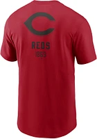 Nike Cincinnati Reds Red Large Logo Back Stack Short Sleeve T Shirt