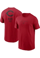 Nike Cincinnati Reds Red Large Logo Back Stack Short Sleeve T Shirt